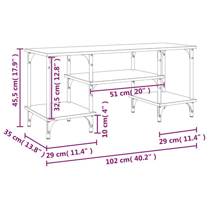 Tv-bänk grå sonoma 102x35x45,5 cm konstruerat trä