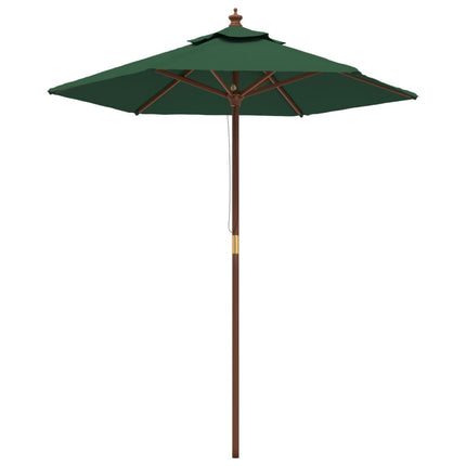 Parasoll med trästång 196x231 cm grön