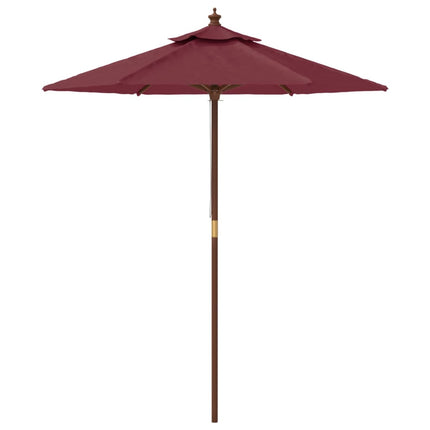 Parasoll med trästång 196x231 cm vinröd