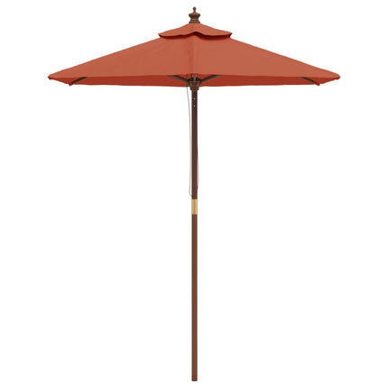 Parasoll med trästång 196x231 cm terrakotta