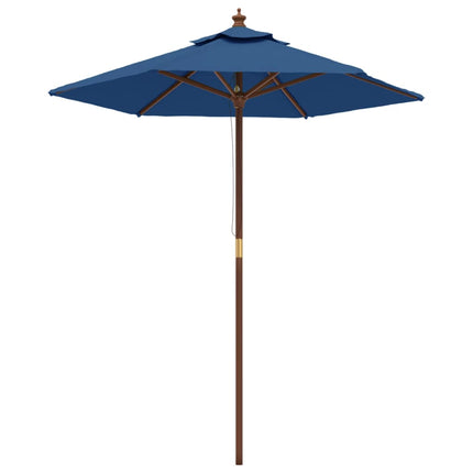 Parasoll med trästång 196x231 cm azurblå