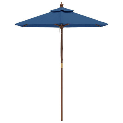 Parasoll med trästång 196x231 cm azurblå