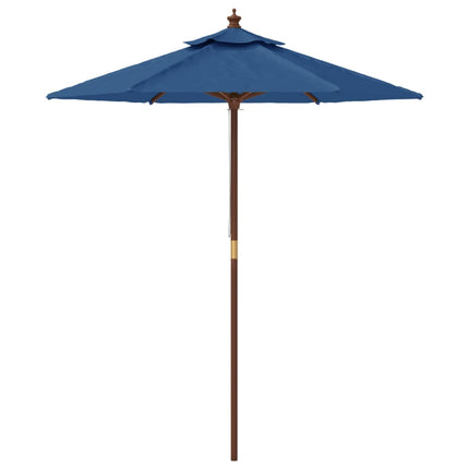 Parasoll med trästång 196x231 cm azurblå