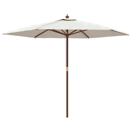Parasoll med trästång 299x240 cm sandfärgad
