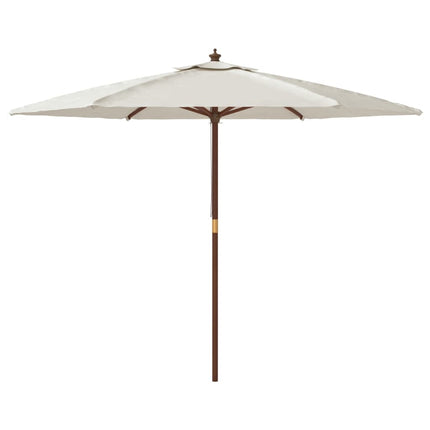 Parasoll med trästång 299x240 cm sandfärgad