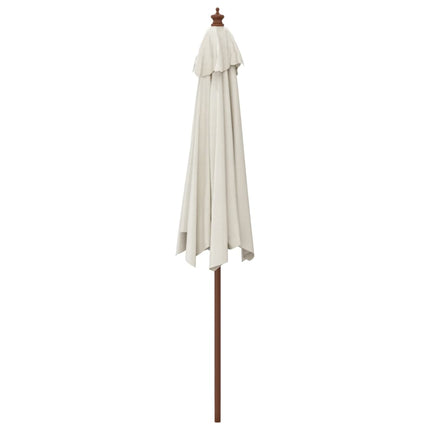 Parasoll med trästång 299x240 cm sandfärgad