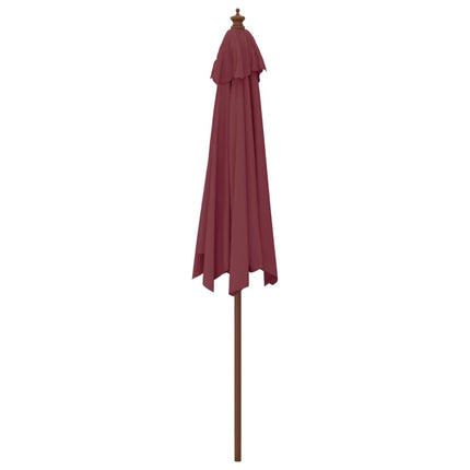 Parasoll med trästång 299x240 cm vinröd