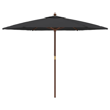 Parasoll med trästång 299x240 svart