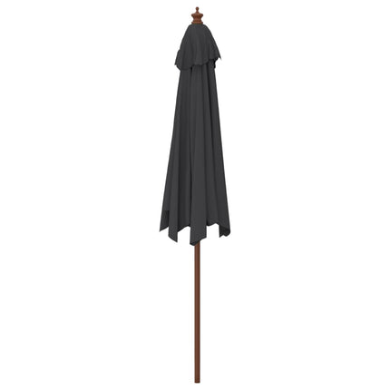 Parasoll med trästång 299x240 svart