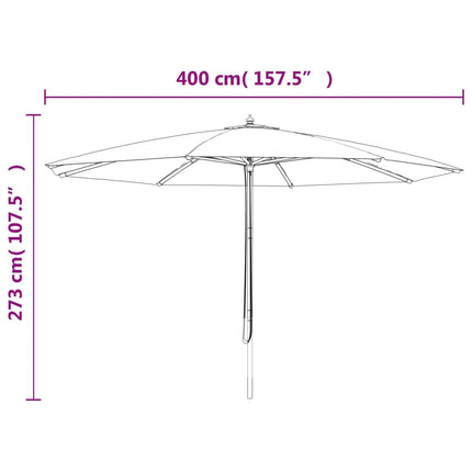 Parasoll med trästång 400x273 cm grön