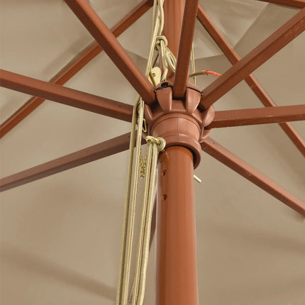 Parasoll med trästång 400x273 cm taupe