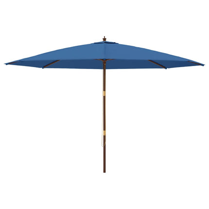 Parasoll med trästång 400x273 cm azurblå