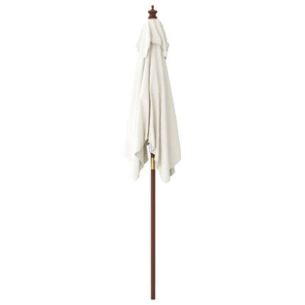 Parasoll med trästång 198x198x231 cm sandvit