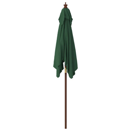 Parasoll med trästång 198x198x231 cm grön
