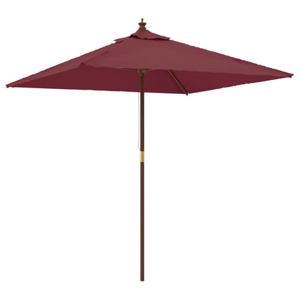 Parasoll med trästång 198x198x231 cm vinröd