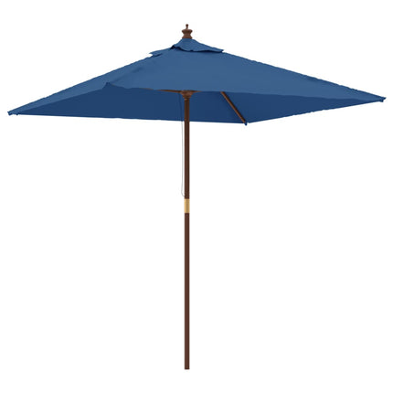 Parasoll med trästång 198x198x231 cm azurblå