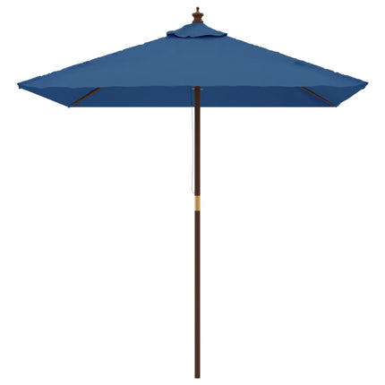 Parasoll med trästång 198x198x231 cm azurblå