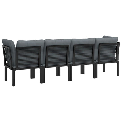 Loungegrupp 4 delar svart och grå konstrotting