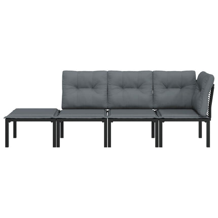 Loungegrupp 4 delar svart och grå konstrotting