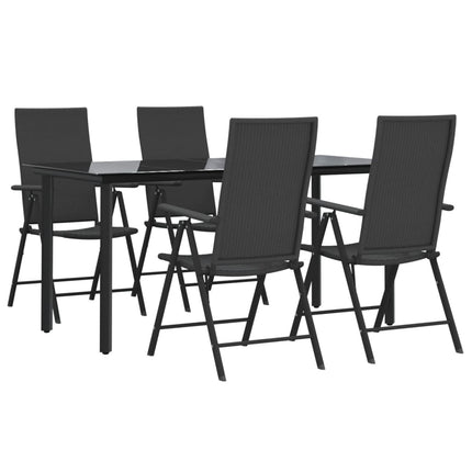Matgrupp för trädgården 5 delar svart konstrottning