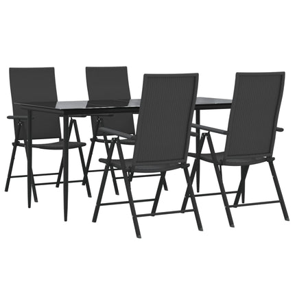 Matgrupp för trädgården 5 delar svart konstrottning