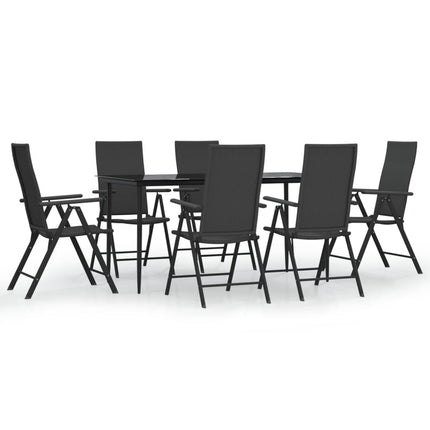 Matgrupp för trädgården 7 delar svart konstrotting