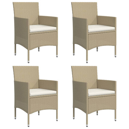 Matgrupp för trädgården med dynor 5 delar beige och svart