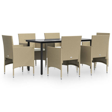 Matgrupp för trädgården med dynor 5 delar beige och svart