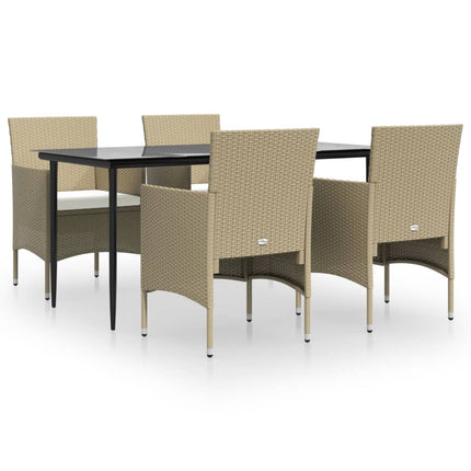Matgrupp för trädgården med dynor 5 delar beige och svart