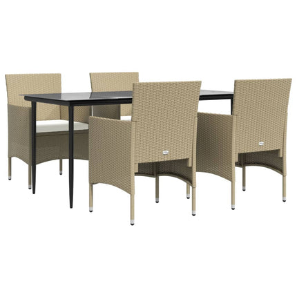 Matgrupp för trädgården med dynor 5 delar beige och svart