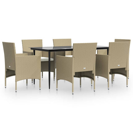 Matgrupp för trädgården med dynor 5 delar beige och svart