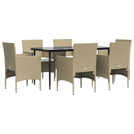 Matgrupp för trädgården med dynor 5 delar beige och svart