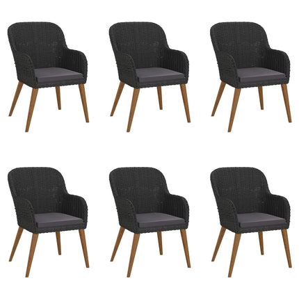 Matgrupp för trädgården med dynor 7 delar svart