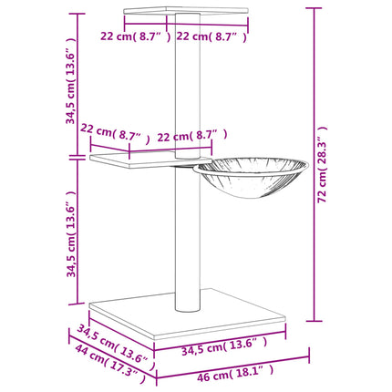 Klösträd med sisalpelare gräddvit 72 cm
