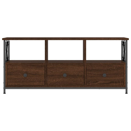 Tv-bänk brun ek 102x33x45 cm konstruerat trä & järn