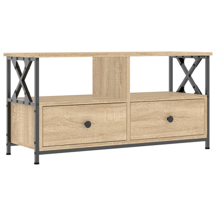 Tv-bänk sonoma-ek 90x33x45 cm konstruerat trä & järn