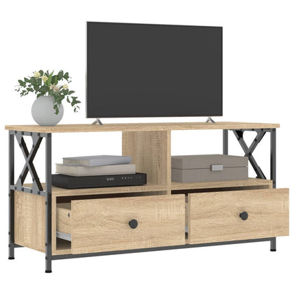 Tv-bänk sonoma-ek 90x33x45 cm konstruerat trä & järn