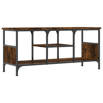 Tv-bänk rökfärgad ek 100x35x45 cm konstruerat trä & järn