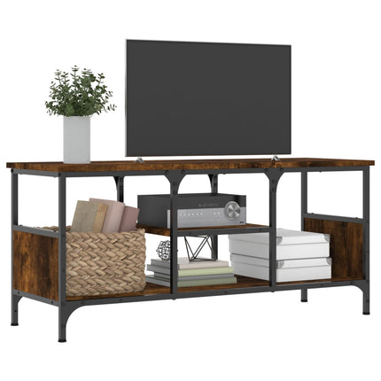 Tv-bänk rökfärgad ek 100x35x45 cm konstruerat trä & järn