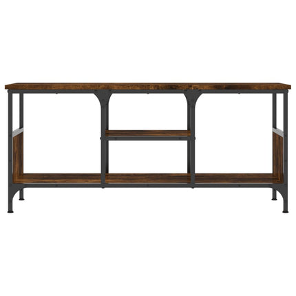 Tv-bänk rökfärgad ek 100x35x45 cm konstruerat trä & järn