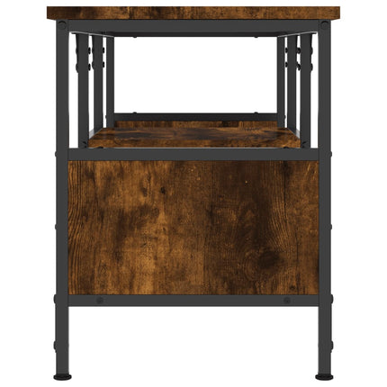 Tv-bänk rökfärgad ek 100x35x45 cm konstruerat trä & järn
