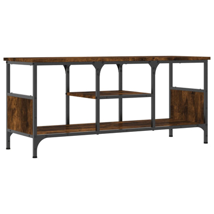 Tv-bänk rökfärgad ek 100x35x45 cm konstruerat trä & järn