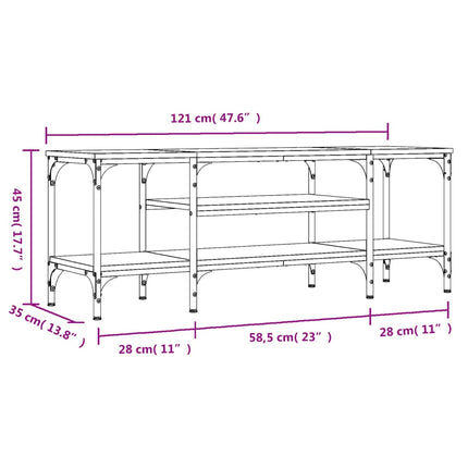 Tv-bänk svart 121x35x45 cm konstruerat trä & järn