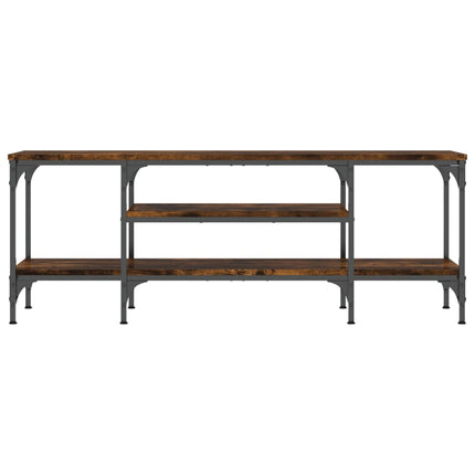 Tv-bänk rökfärgad ek 121x35x45 cm konstruerat trä & järn