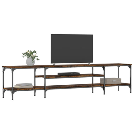 Tv-bänk rökfärgad ek 201x35x45 cm konstruerat trä & järn