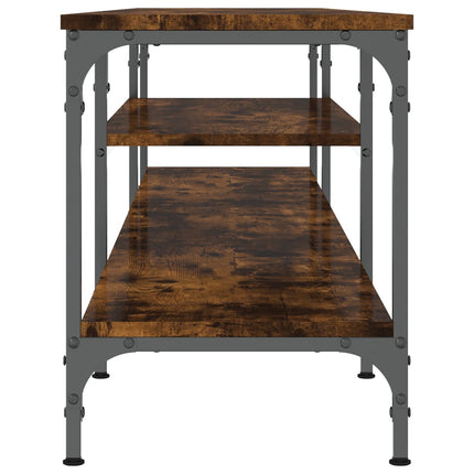 Tv-bänk rökfärgad ek 201x35x45 cm konstruerat trä & järn