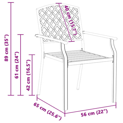 Trädgård Stol 2 pcs Antracit 56 x 65 x 89 cm Stål