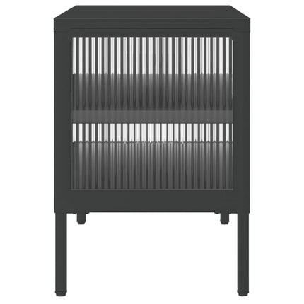 Tv-bänk svart 105x35x50 cm glas och stål