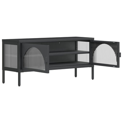 Tv-bänk svart 105x35x50 cm glas och stål