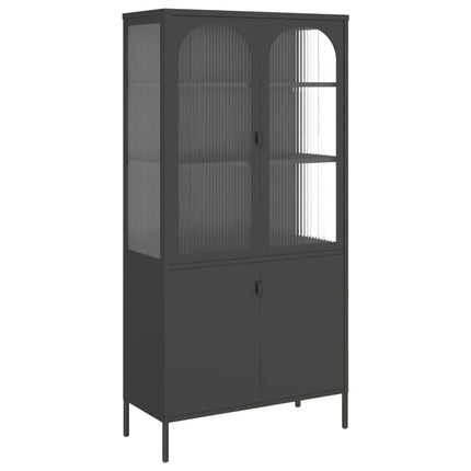 Högskåp svart 90x40x180 cm glas och stål